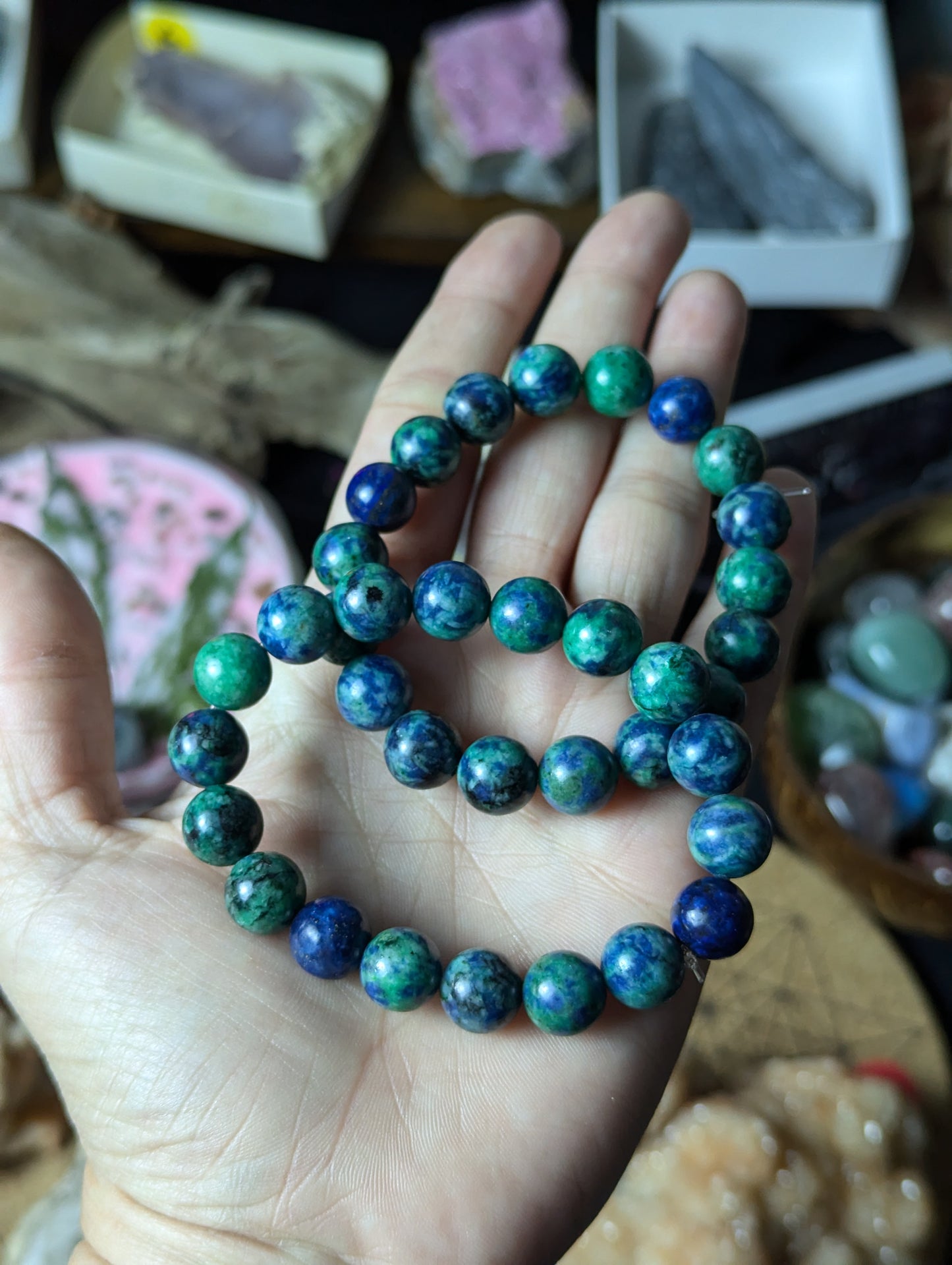 Azurite with Malachite bracelet