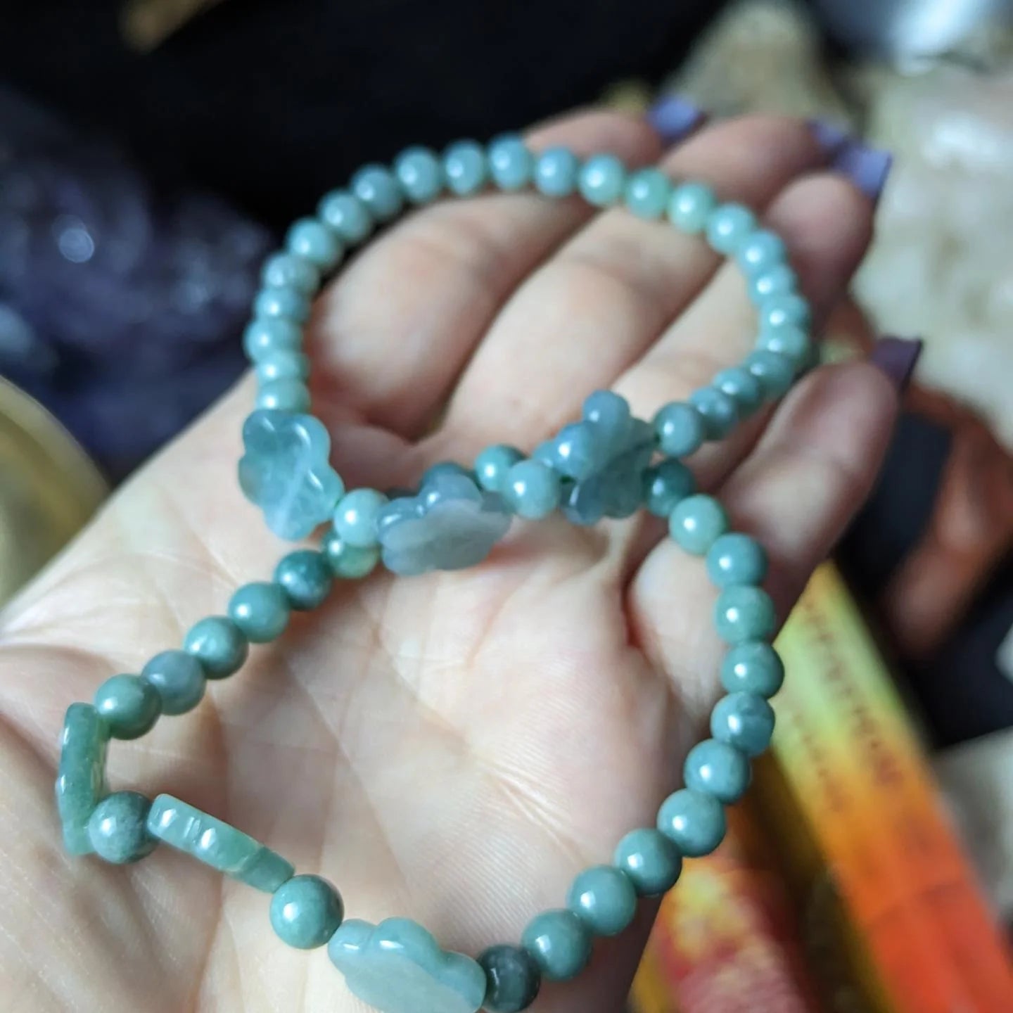 Bluewater Jade Flower bracelet stretch