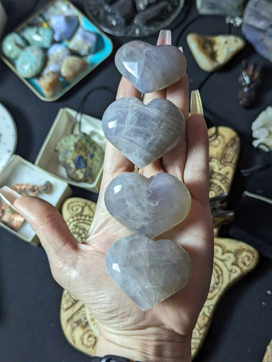 Blue Rose Quartz heart palmstones