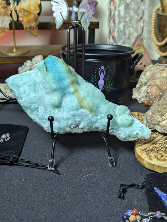 Blue Hemimorphite raw Free form with stand