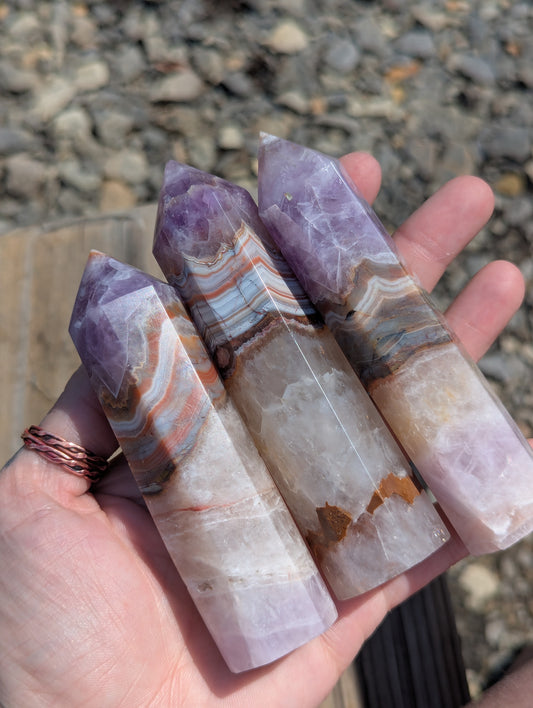Amethyst with calcite banding